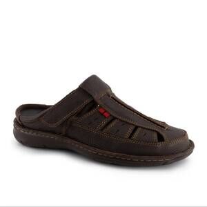 NEW ANDREA men's leather clogs in dark brown